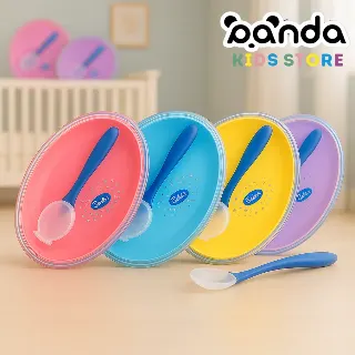 Bubbles Children's Bowl with Lid and Spoon and Gum Cleaning Brush