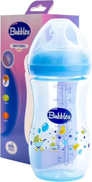 Bubbles Natural Bent Bottle 150ml - Pink, No Handle
