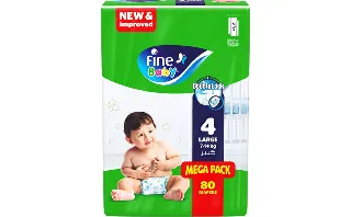 Fine Baby Large Diapers Size 4 80 Diapers