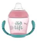 CANPOL BABIES NON-SPILL PLASTIC CUP WITH SILICONE SPOUT WITH HAND +9M PINK 230 ML (56501)