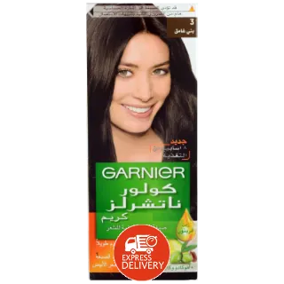 غارنية صبغة 3 بني غامق + طبق وفرشاة