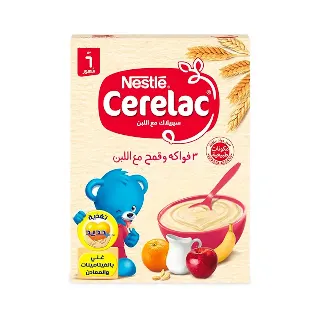 سيريلاك 3 فواكه+وقمح+مع اللبن+حديد 250 جم
