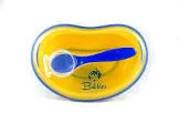 BUBBLES YELLOW PLATE + SPOON