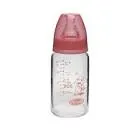 TRUE GOLD GLASS BOTTLE SILICONE TEAT NARROW NECK +0M PINK 120 ML (19101)