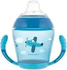 CANPOL BABIES NON-SPILL PLASTIC CUP WITH SILICONE SPOUT WITH HAND +9M BLUE 230 ML (56502)