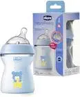 "CHICCO NATURAL FEELING PLASTIC BOTTLE WIDE NECK (MEDIUM FLOW) +2M BLUE 250 ML (53640)"