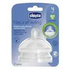 CHICCO NATURAL FEELING SILICONE TEAT WIDE NECK ( ADJUSTABLE FLOW ) +4M 2 PCS (08247)