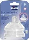 CHICCO NATURAL FEELING SILICONE TEAT WIDE NECK ( FAST FLOW ) +6M 2 PCS (08254)