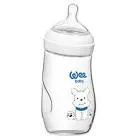 WEE BABY ANGLED GLASS BOTTLE HEAT RESISTANT WIDE NECK FROM 0-6M 260 ML (147)