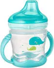 CANPOL BABIES NON-SPILL PLASTIC CUP WITH SILICONE SPOUT WITH HAND +9M BLUE 180 ML (57300)