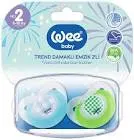 WEE BABY SILICONE PACIFIER BEVELED WITH COVER FROM 6-18M EMBOSSED COLORS 2 PCS (155)