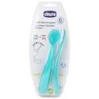 CHICCO SPOON WITH SILICONE TIP +6M WHITE BLUE 2 PCS (61853)