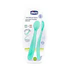 CHICCO SPOON WITH SILICONE TIP +6M WHITE BLUE 2 PCS (61853)