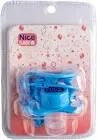 NICE BABY SILICONE PACIFIER BEVELED WITH CHAIN WITH COVER FROM 0-6M COLORS 1 PCS